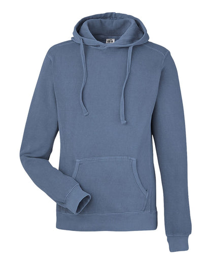 J. America Unisex Pigment-Dyed Fleece Hooded Sweatshirt 8730 #colormdl_Denim