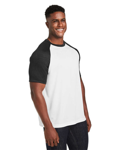 Team 365 Unisex Zone Colorblock Raglan T-Shirt TT62 #colormdl_White/ Black Heather