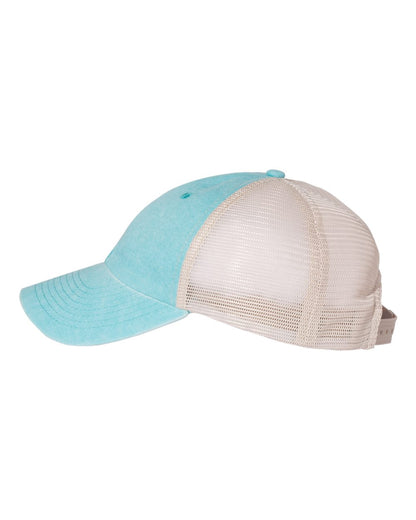 Valucap Pigment-Dyed Trucker Cap SP510 #color_Aqua/ Stone