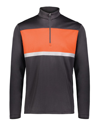 Holloway Men's Dry-Excel™ Prism Bold Quarter-Zip Pullover 222591 #color_Black/ Orange