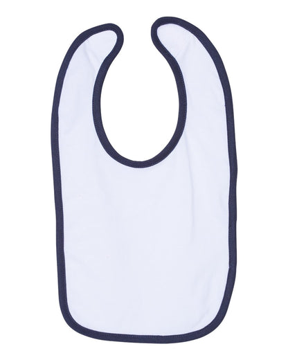 Rabbit Skins Infant Contrast Trim Premium Jersey Bib 1004 #color_White/ Navy