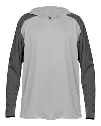 Badger Men's Breakout Hooded Long Sleeve T-Shirt 4235 #color_Silver/ Graphite