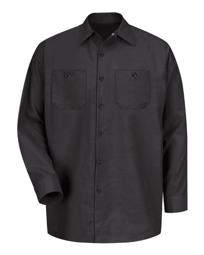 Red Kap Men's Tall Industrial Long Sleeve Work Shirt SP14T #color_Black