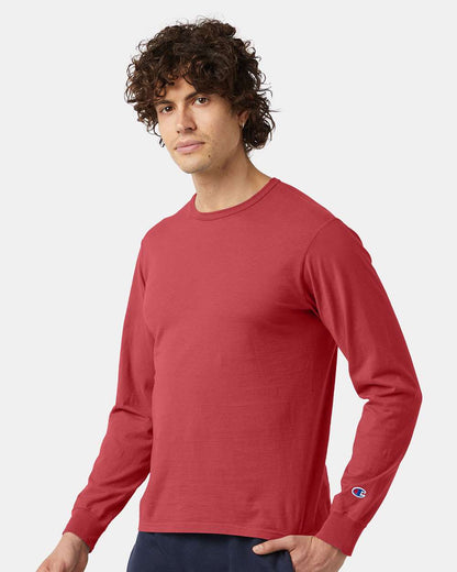 Champion Garment-Dyed Long Sleeve T-Shirt CD200 #colormdl_Crimson