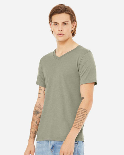 BELLA + CANVAS Unisex Heather CVC V-Neck Tee 3005CVC #colormdl_Heather Stone