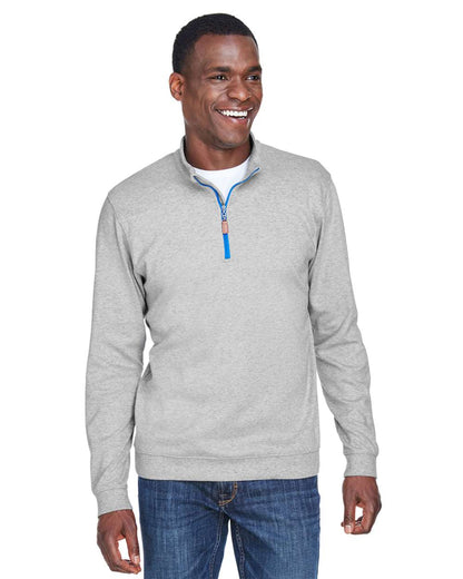 Devon & Jones Men's DRYTEC20™ Performance Quarter-Zip Pullover DG479 #colormdl_Grey Heather/ Grey H/ French Blue