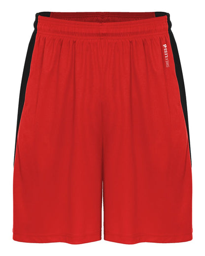 Badger Sweatless Shorts 4267 #color_Red/ Black