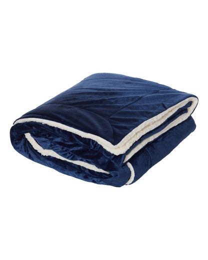 Alpine Fleece Oversized Mink Sherpa Blanket 8726 #color_Navy
