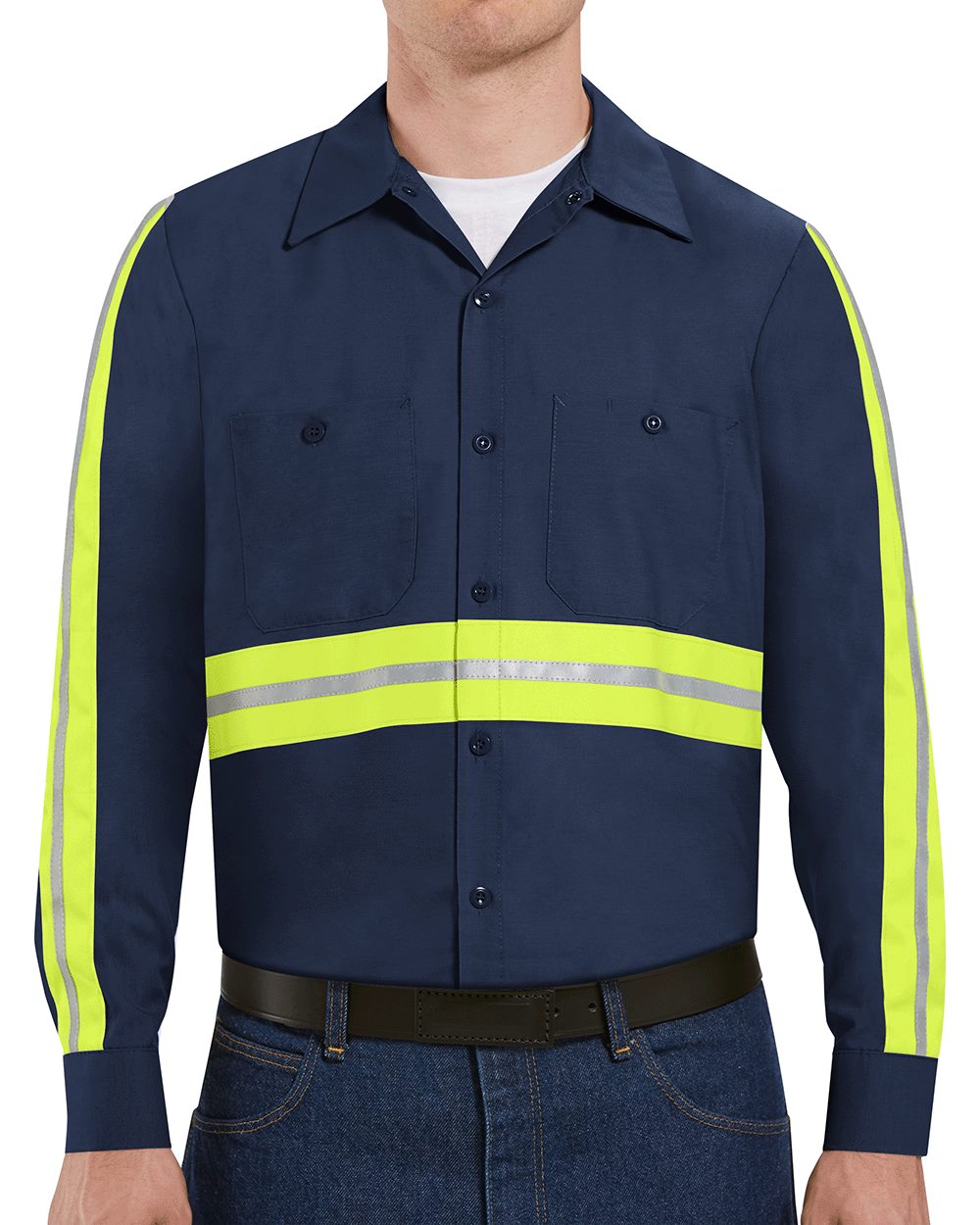 Red Kap Men's Industrial Enhanced-Visibility Long Sleeve Work Shirt SP14E