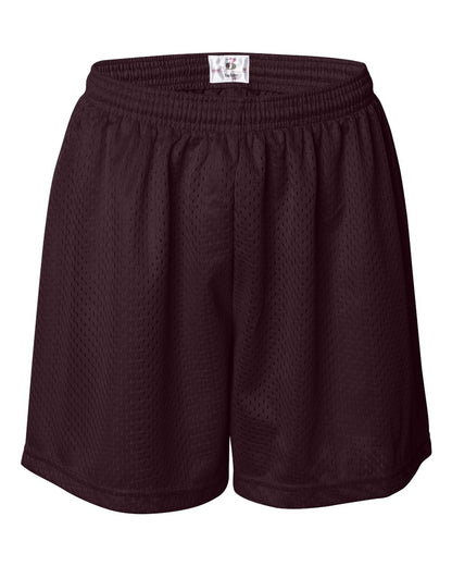 Badger Women's Pro Mesh 5" Shorts with Solid Liner 7216 #color_Maroon