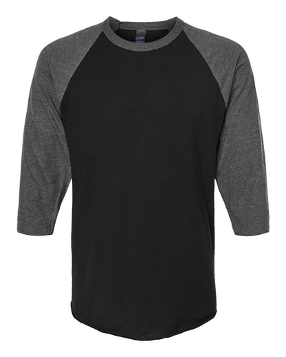 Tultex Fine Jersey Raglan T-Shirt 245 #color_Black/ Heather Charcoal