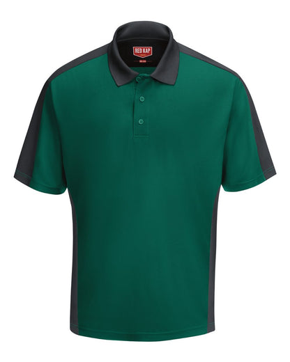 Red Kap Men's Performance Knit Two Tone Polo SK54 #color_Hunter Green/ Charcoal