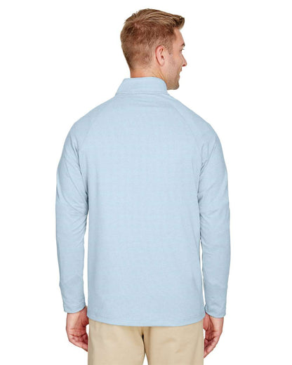 Devon & Jones Men's CrownLux Performance® Clubhouse Micro-Stripe Quarter-Zip Pullover DG480 #colormdl_Ocean Blue