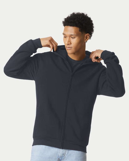 American Apparel Unisex ReFlex Fleece Full-Zip Hoodie Sweatshirt RF497 #colormdl_Black