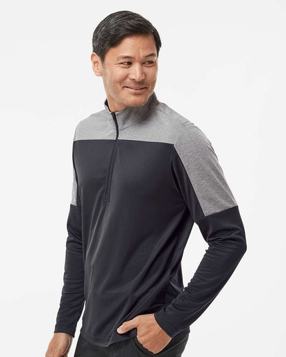 Adidas Men's Ultimate365 Lightweight Colorblocked Quarter-Zip Pullover A552 #colormdl_Black/ Grey Three Melange
