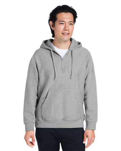 Team 365 Unisex Zone HydroSport™ Heavyweight Quarter-Zip Hooded Sweatshirt TT97 #colormdl_Athletic Heather