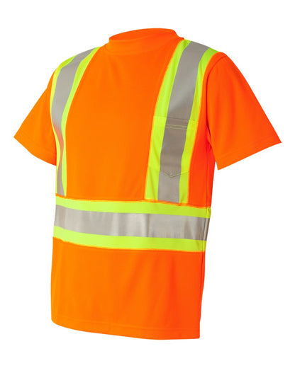 Kishigo Unisex Class 2 Flat Stitch Self-Fabric Panels T-Shirt 9120-9121 #color_Orange