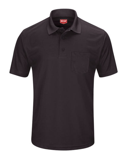 Red Kap Men's Performance Knit Pocket Polo SK98 #color_Black