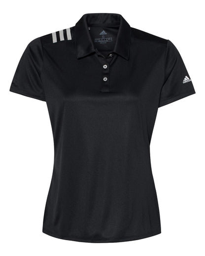 Adidas Women's 3-Stripes Shoulder Polo A325 #color_Black/ White