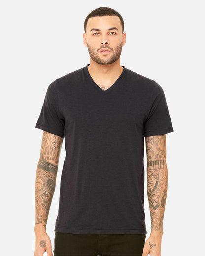 BELLA + CANVAS Unisex Triblend V-Neck Tee 3415 #colormdl_Solid Dark Grey Triblend
