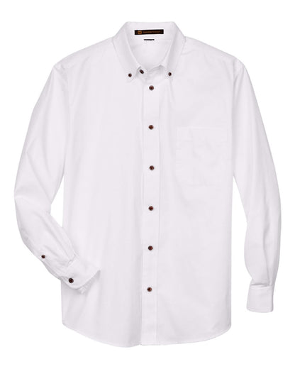 Harriton Men's Tall Easy Blend™ Twill Dress Shirt M500T #color_White