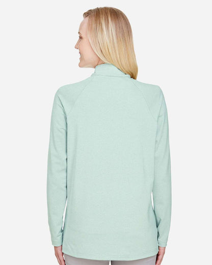 Devon & Jones Women's CrownLux Performance® Clubhouse Micro-Stripe Quarter-Zip Pullover DG480W #colormdl_Kelly Green