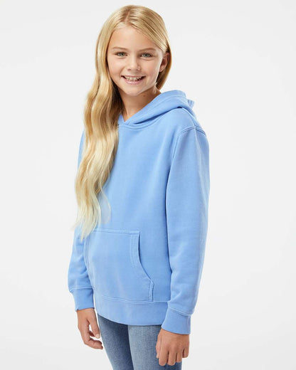 Independent Trading Co. Youth Midweight Pigment-Dyed Hooded Sweatshirt PRM1500Y #colormdl_Pigment Light Blue