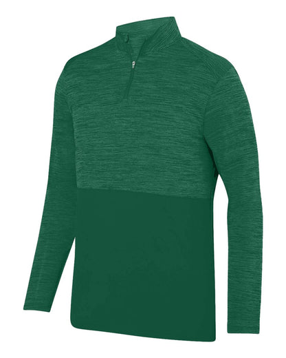 Augusta Sportswear Shadow Tonal Heather Quarter-Zip 2908 #color_Dark Green