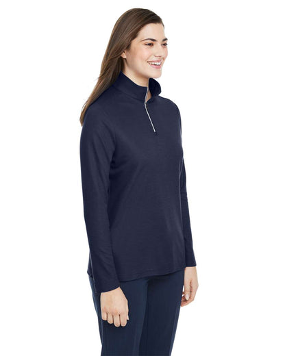 CORE365 Women's Fusion ChromaSoft™ Pique Quarter-Zip Pullover CE405W #colormdl_Classic Navy