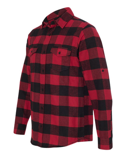 Burnside Yarn-Dyed Long Sleeve Flannel Shirt 8210 #color_Red/ Black Buffalo