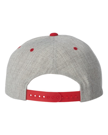 YP Classics Premium Flat Bill Snapback Cap 6089M #color_Heather Grey/ Red