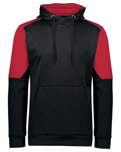 Holloway Youth Blue Chip Hooded Sweatshirt 222640 #color_Black/ Scarlet
