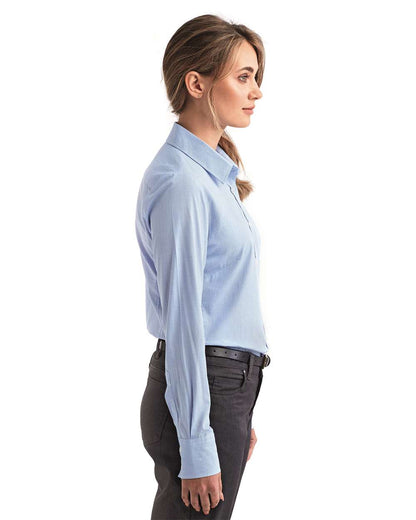 Artisan Collection by Reprime Women's Microcheck Gingham Cotton Shirt RP320 #colormdl_Light Blue/ White