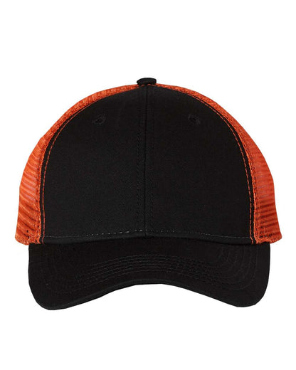 Valucap Bio-Washed Trucker Cap AH80 #color_Black/ Orange