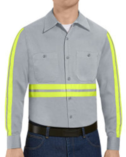 Red Kap Men's Tall Enhanced Visibility Long Sleeve Cotton Work Shirt SC30ET Red Kap Men's Tall Enhanced Visibility Long Sleeve Cotton Work Shirt SC30ET