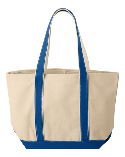 Liberty Bags Windward Large Cotton Canvas Classic Resort Tote 8871 #color_Natural/ Royal