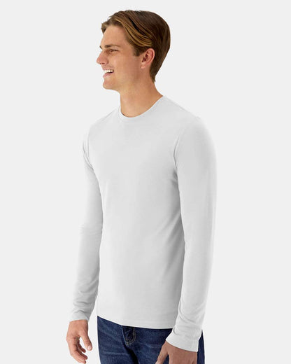 Hanes Unisex Cool DRI® Cotton Touch Long Sleeve T-Shirt 484L #colormdl_White