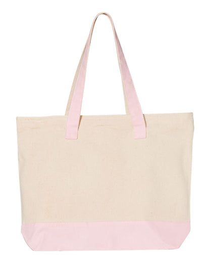 Q-Tees 19L Zippered Tote Q1300 #color_Natural/ Light Pink