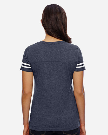 LAT Women's Football V-Neck Fine Jersey Tee 3537 #colormdl_Vintage Navy/ White
