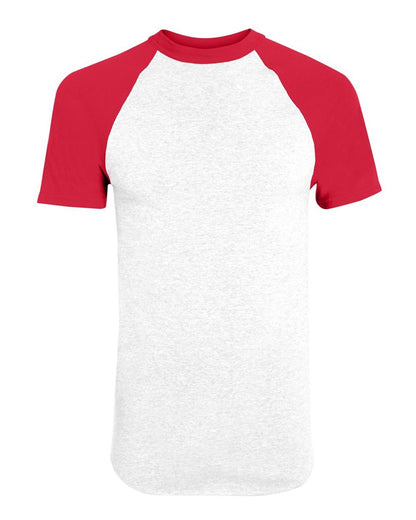 Augusta Sportswear Youth Short Sleeve Baseball Jersey 424 #color_White/ Red