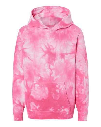 Independent Trading Co. Youth Midweight Tie-Dyed Hooded Sweatshirt PRM1500TD #color_Tie Dye Pink