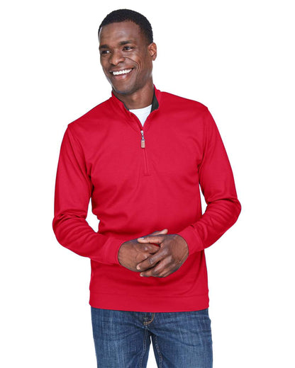 Devon & Jones Men's DRYTEC20™ Performance Quarter-Zip Pullover DG479 #colormdl_Red/ Navy/ Red