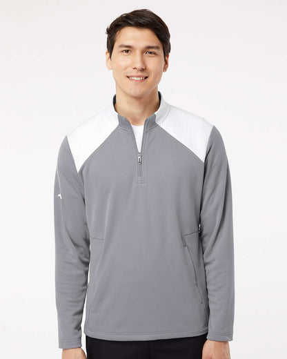 Adidas Men's Textured Mixed Media Quarter-Zip Pullover A532 #colormdl_Grey Three/ White
