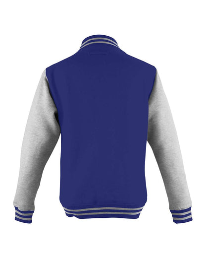 AWDis Youth Heavyweight Letterman Jacket JHY043 #color_Royal Blue/ Heather Grey