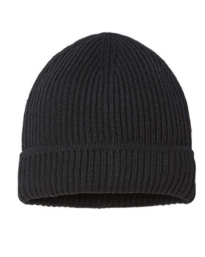 Atlantis Headwear Sustainable Finish Edge Cuffed Beanie MAPLE #color_Black