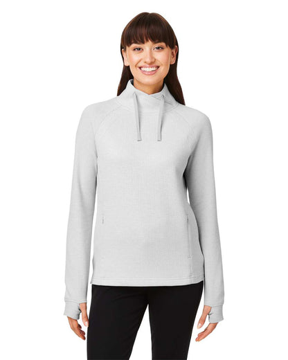 North End Women's Rhythm Waffle Cross-Neck Pullover NE200W #colormdl_Platinum