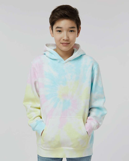 Independent Trading Co. Youth Midweight Tie-Dyed Hooded Sweatshirt PRM1500TD #colormdl_Tie Dye Sunset Swirl