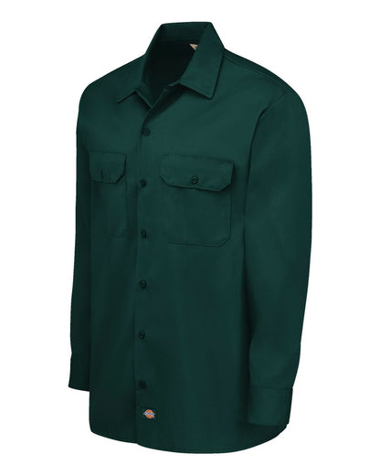 Dickies Men's Tall Long Sleeve Work Shirt 5574T #color_Hunter Green