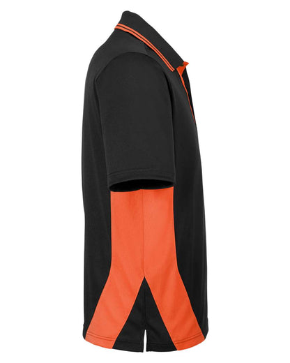 Harriton Men's Flash Snag Protection Plus IL Colorblock Polo M386 #color_Black/ Team Orange
