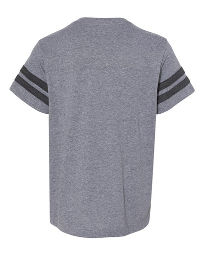 LAT Youth Football Fine Jersey Tee 6137 #color_Granite Heather/ Vintage Smoke